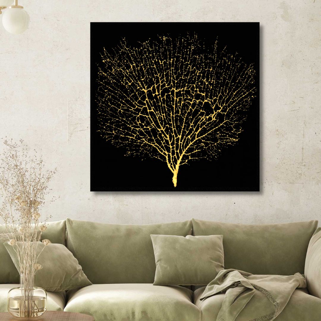 Golden Tree Abstract Canvas Wall Art - Designity Art