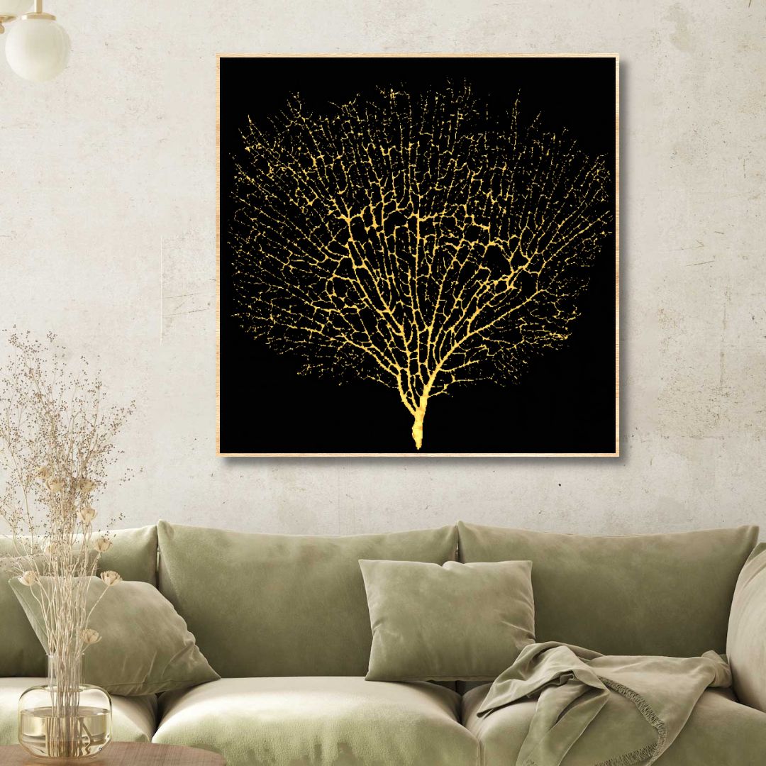 Golden Tree Abstract Canvas Wall Art - Designity Art