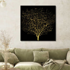 Golden Tree Abstract Canvas Wall Art - Designity Art