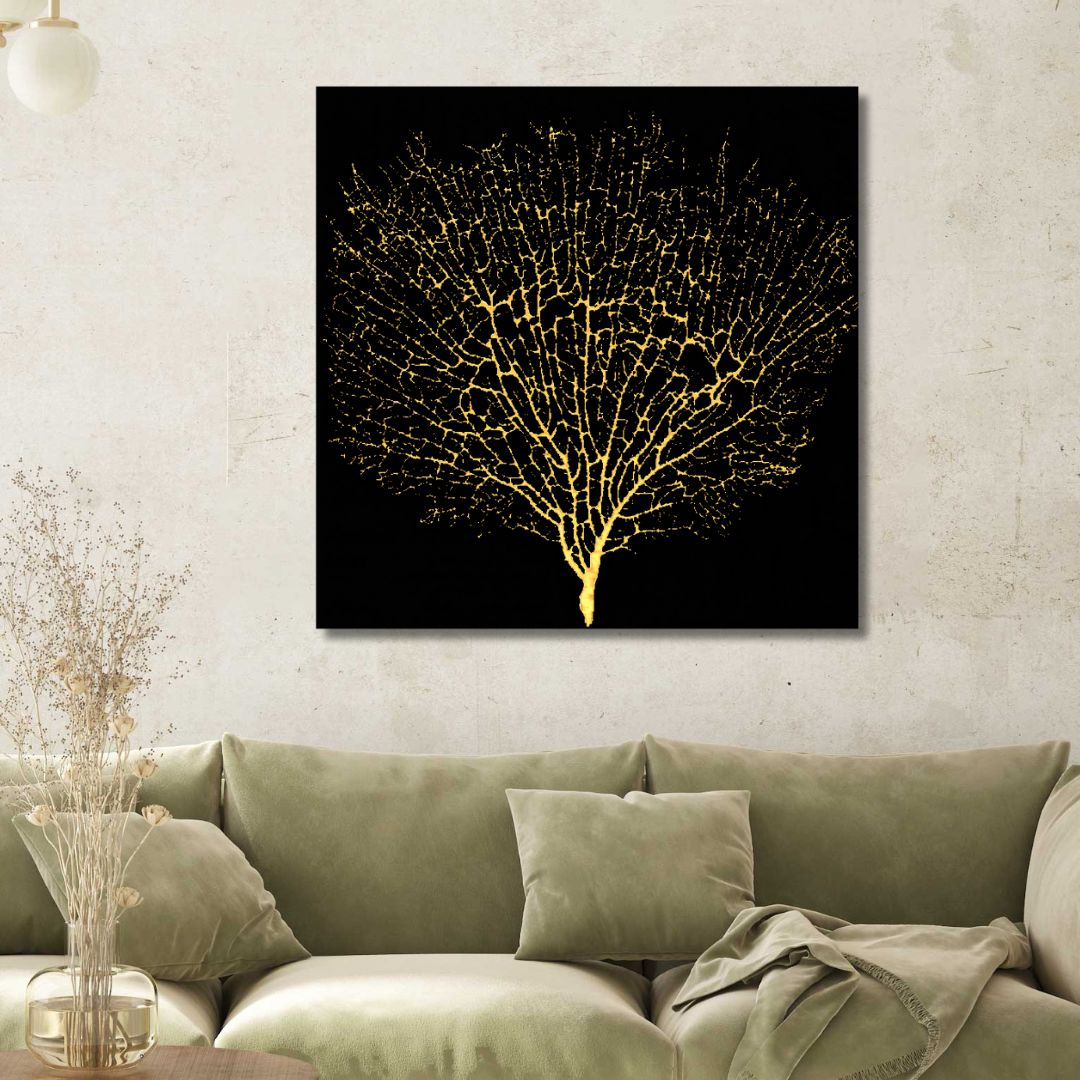 Golden Tree Abstract Canvas Wall Art - Designity Art