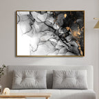 Gray, Gold and White Fluid Abstract Art - Designity Art
