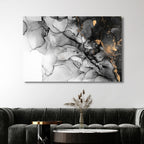 Gray, Gold and White Fluid Abstract Art - Designity Art