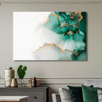 Green and Gold Fluid Abstract Art - Designity Art