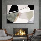 Green, Beige and Black Brushstrokes Abstract Art - Designity Art