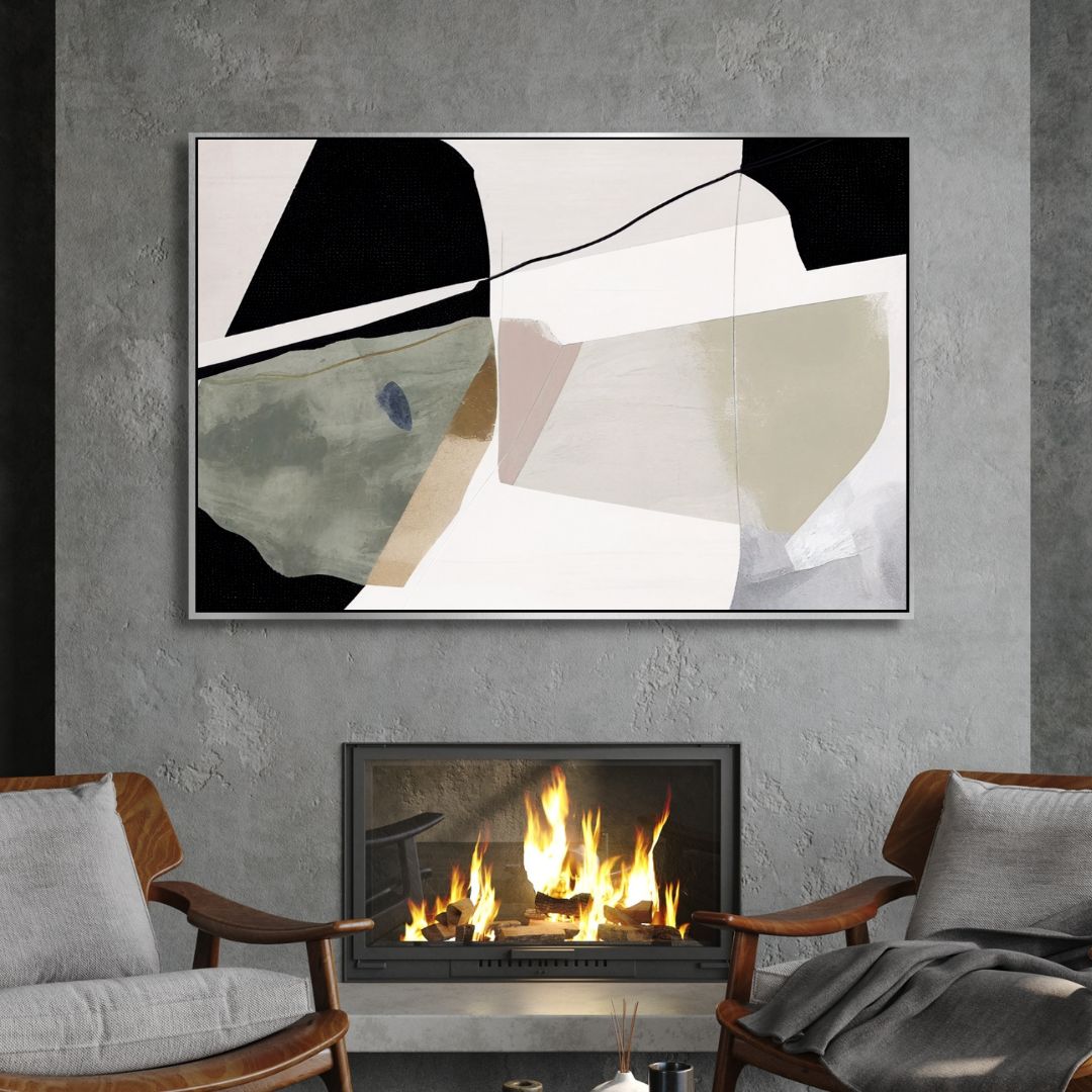 Green, Beige and Black Brushstrokes Abstract Art - Designity Art
