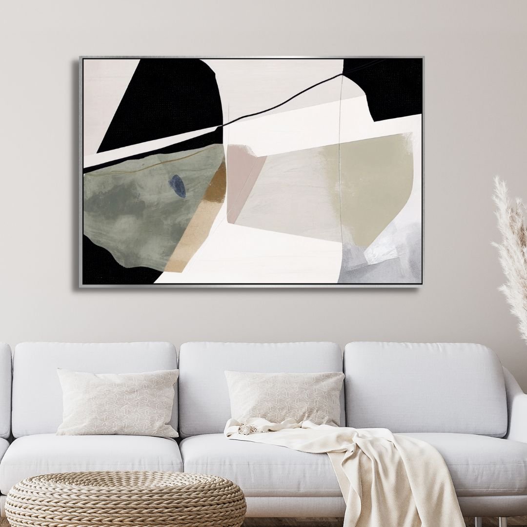 Green, Beige and Black Brushstrokes Abstract Art - Designity Art