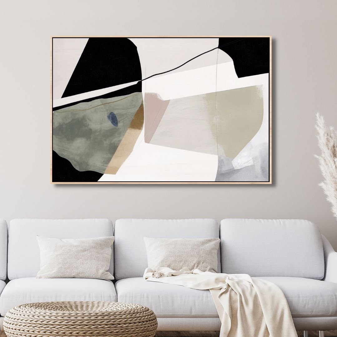 Green, Beige and Black Brushstrokes Abstract Art - Designity Art