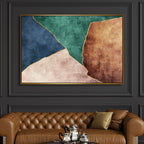 Green, Blue and Brown Color Blocks Abstract Canvas Wall Art - Designity Art