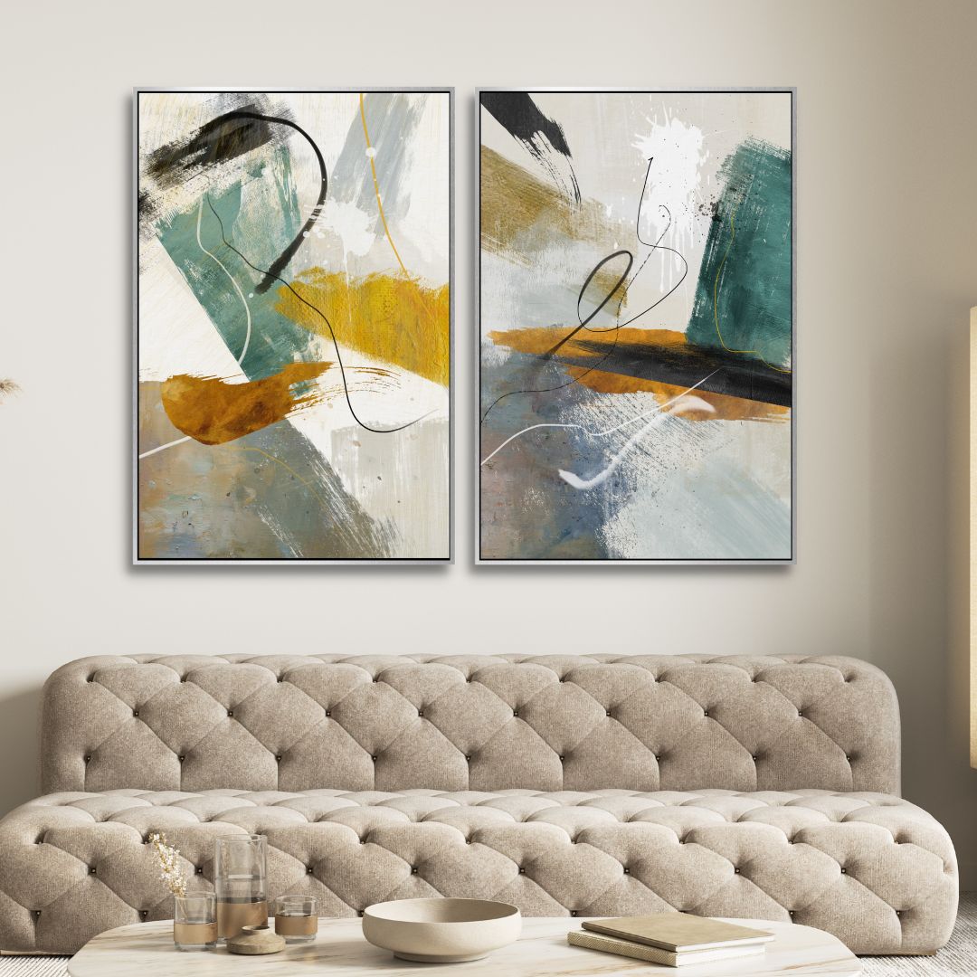 Green, Brown and Yellow Abstract Ink Art - Designity Art