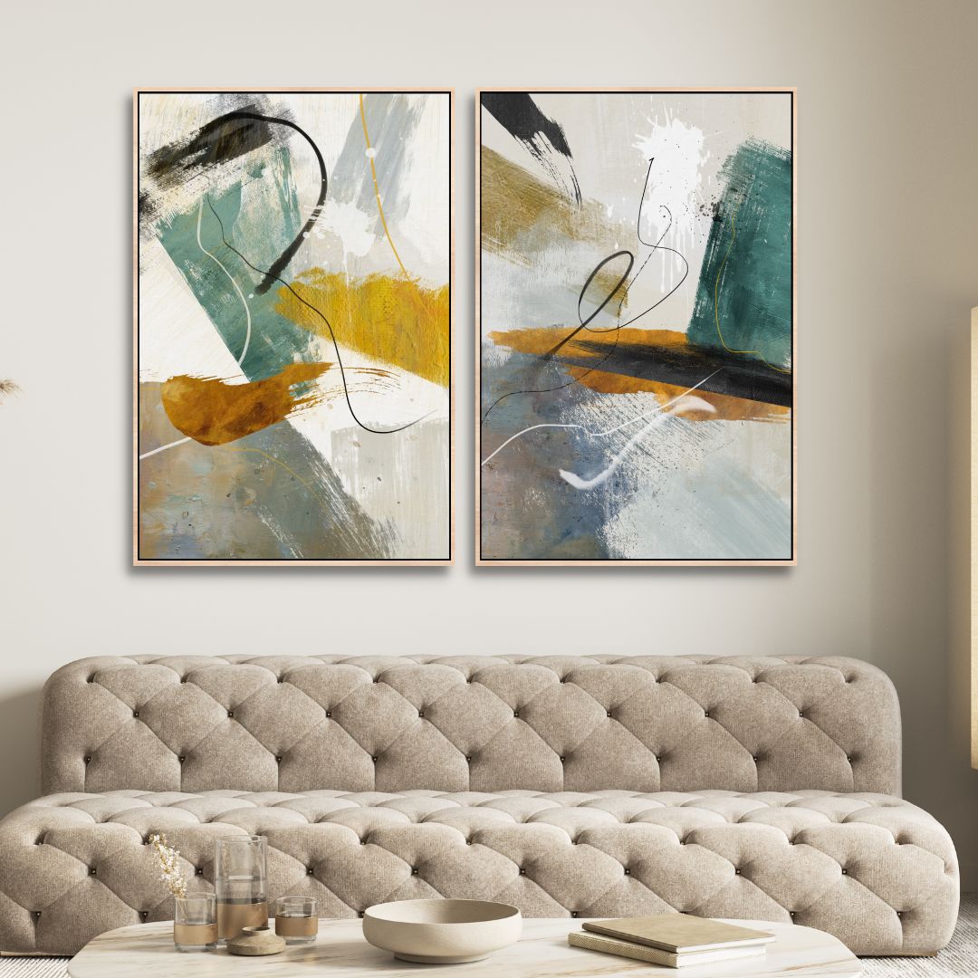 Green, Brown and Yellow Abstract Ink Art - Designity Art