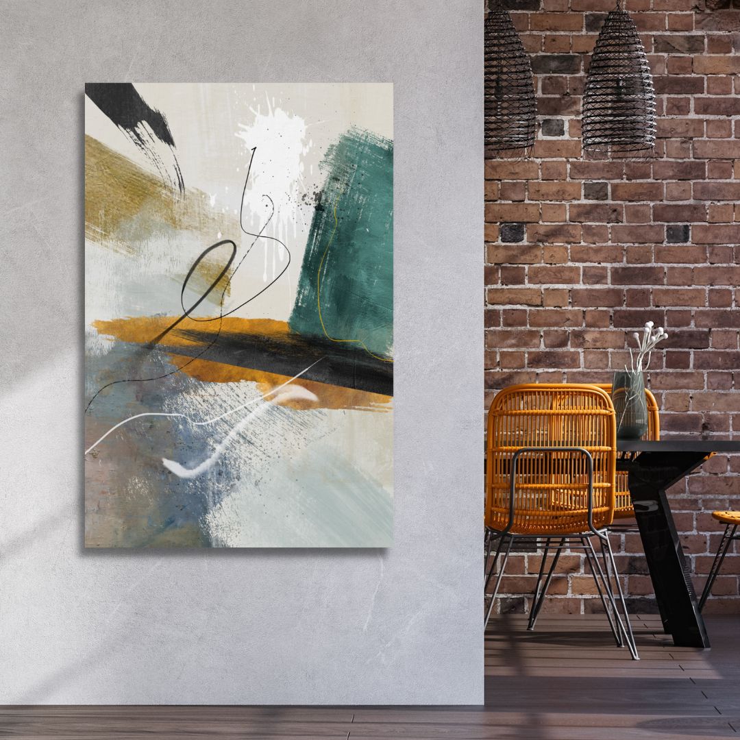 Green, Brown and Yellow Abstract Ink Art - Designity Art