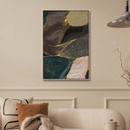 Green, Brown, Gold and Beige Fluid Abstract Art - Designity Art