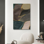 Green, Brown, Gold and Beige Fluid Abstract Art - Designity Art