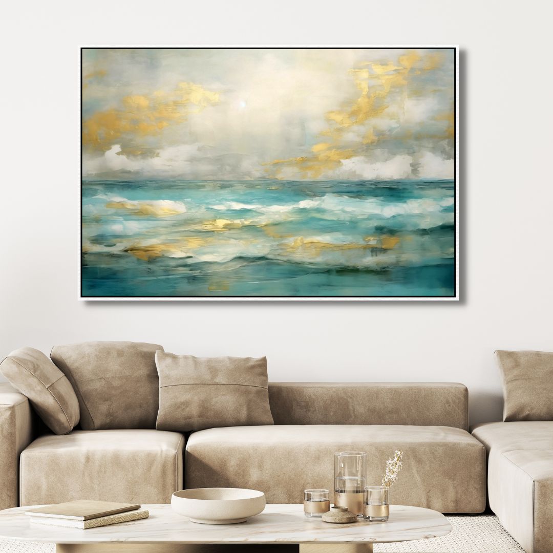 Minimalist Gold and Blue Pattern Abstract Art - Designity Art