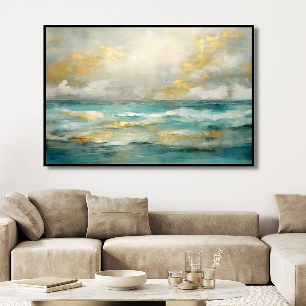 Minimalist Gold and Blue Pattern Abstract Art - Designity Art