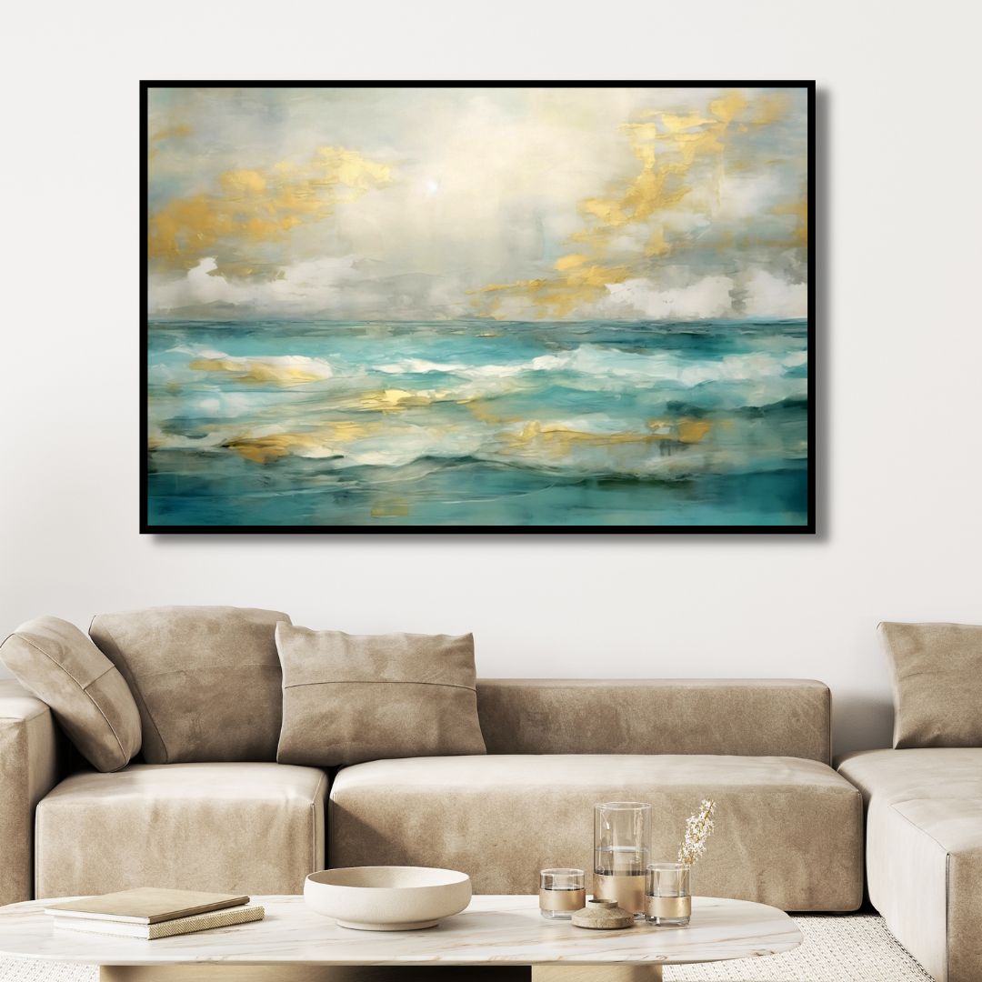 Minimalist Gold and Blue Pattern Abstract Art - Designity Art