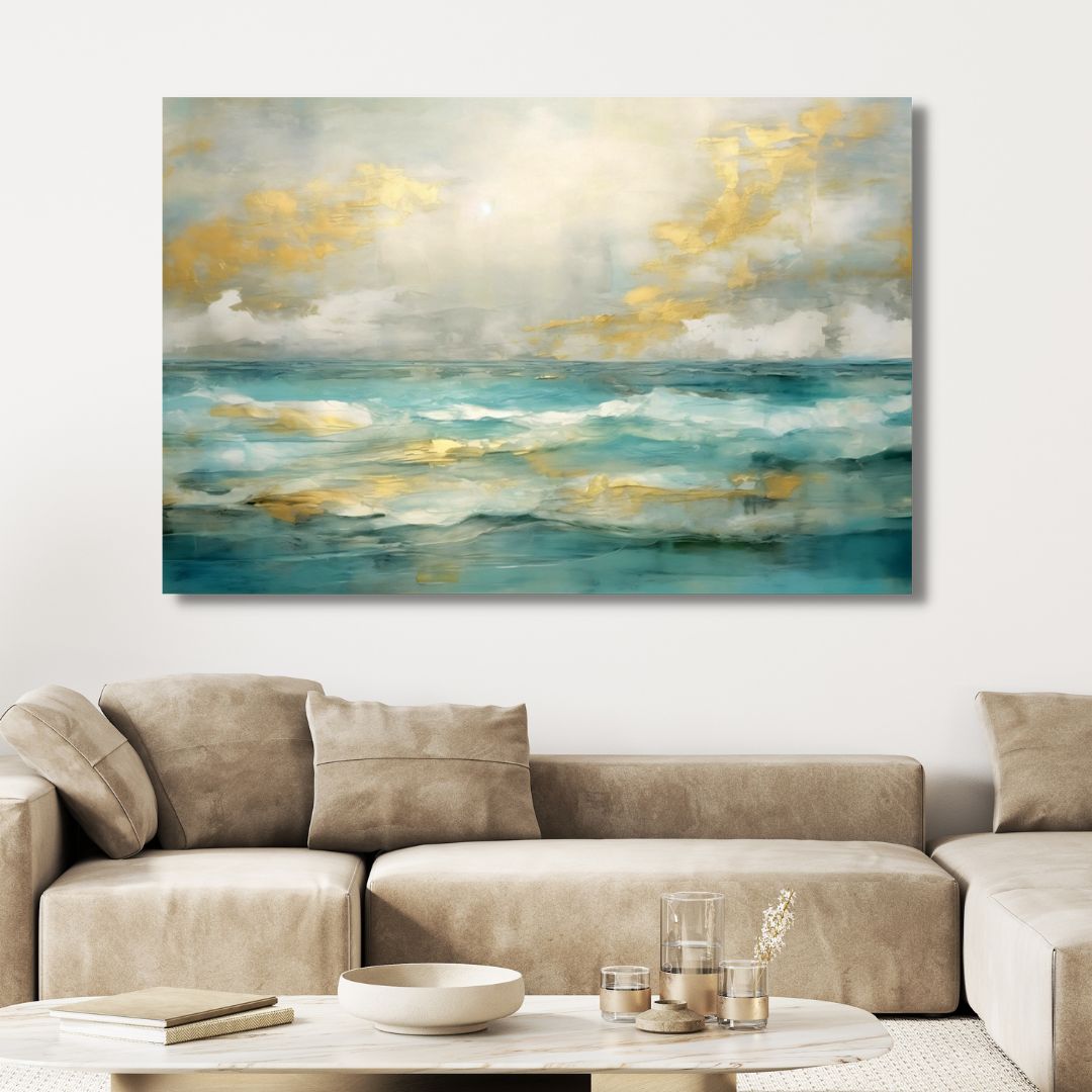 Minimalist Gold and Blue Pattern Abstract Art - Designity Art