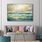 Minimalist Gold and Blue Pattern Abstract Art - Designity Art