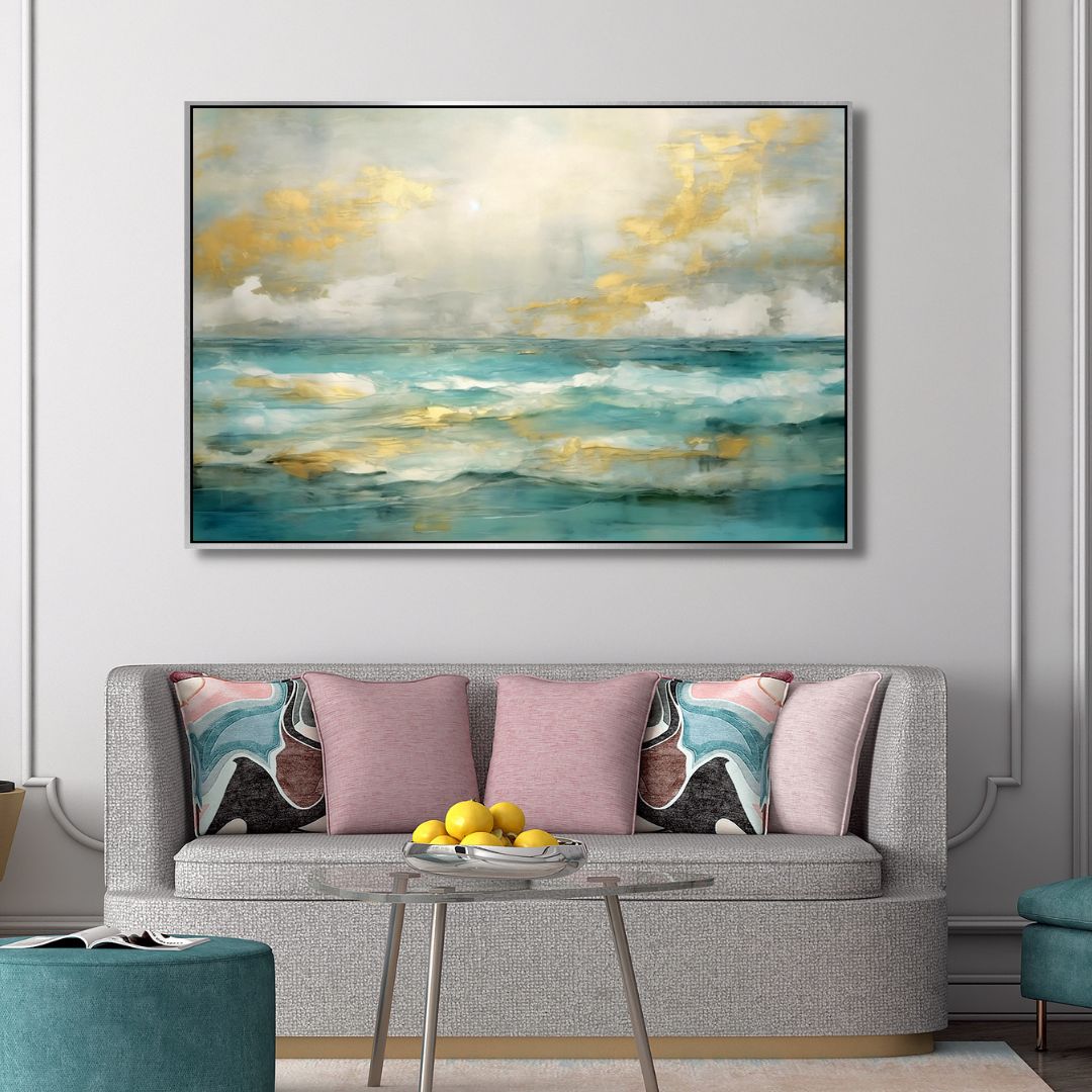 Minimalist Gold and Blue Pattern Abstract Art - Designity Art