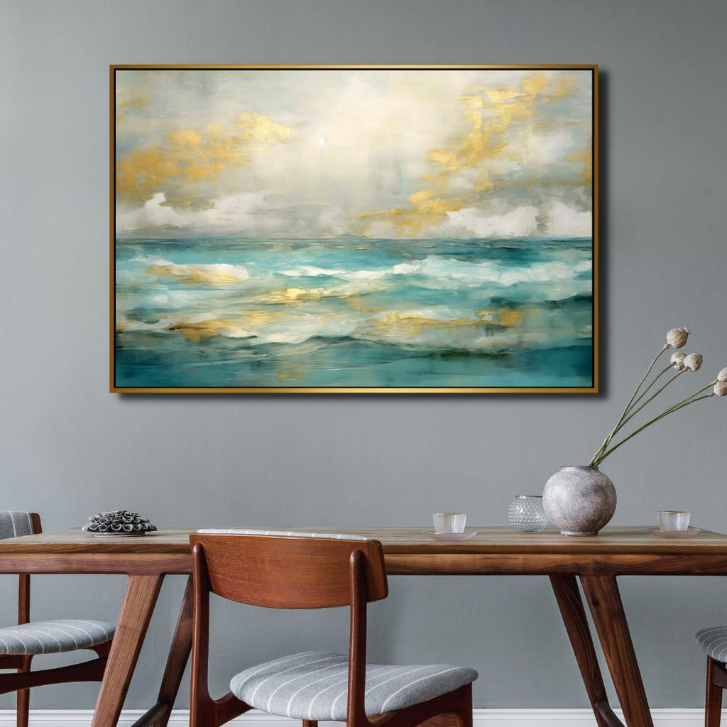 Minimalist Gold and Blue Pattern Abstract Art - Designity Art