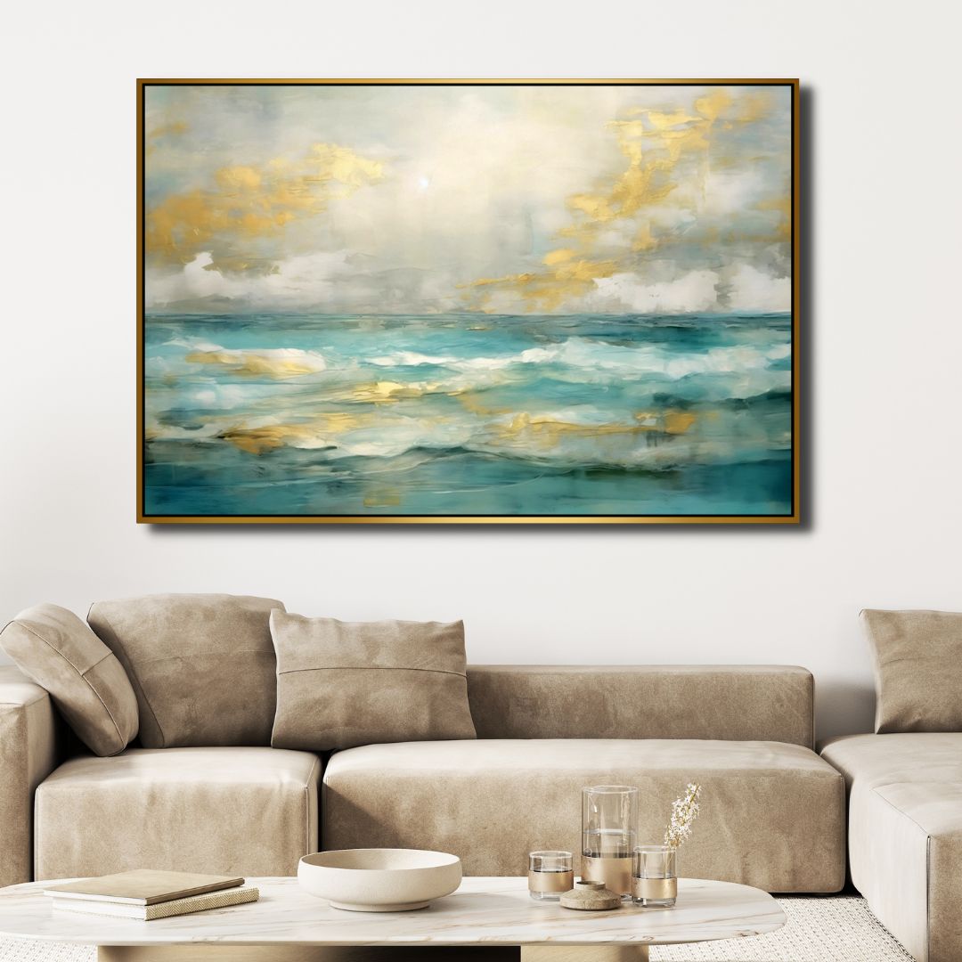 Minimalist Gold and Blue Pattern Abstract Art - Designity Art