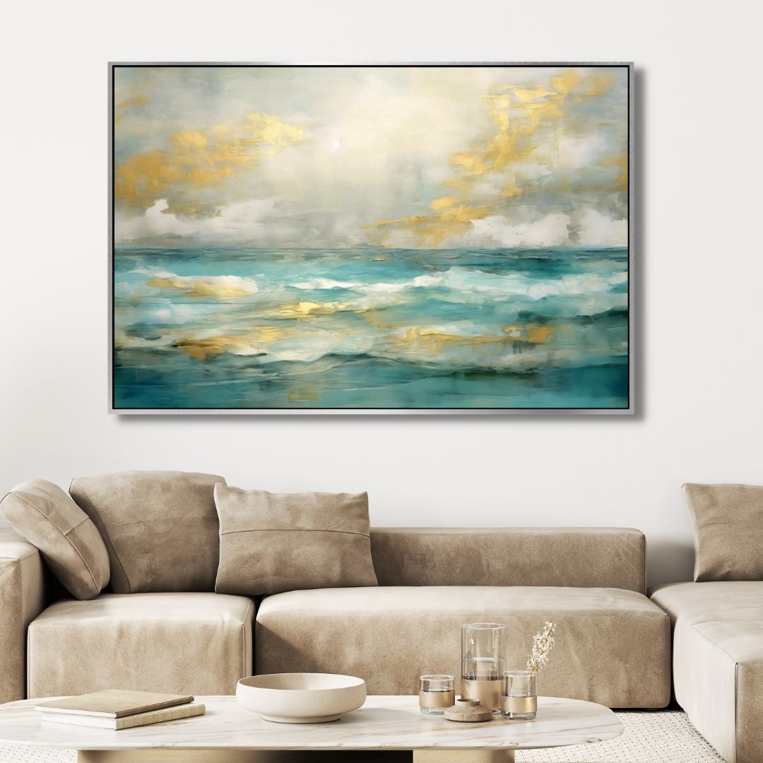 Minimalist Gold and Blue Pattern Abstract Art - Designity Art