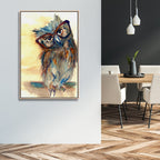 Owl With Glasses Canvas Art - Designity Art