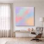 Pastel Abstract Canvas Wall Art, Dreamy Lavender Pink Blue Cloud, Soft Gradient Multicolor - Art-Port