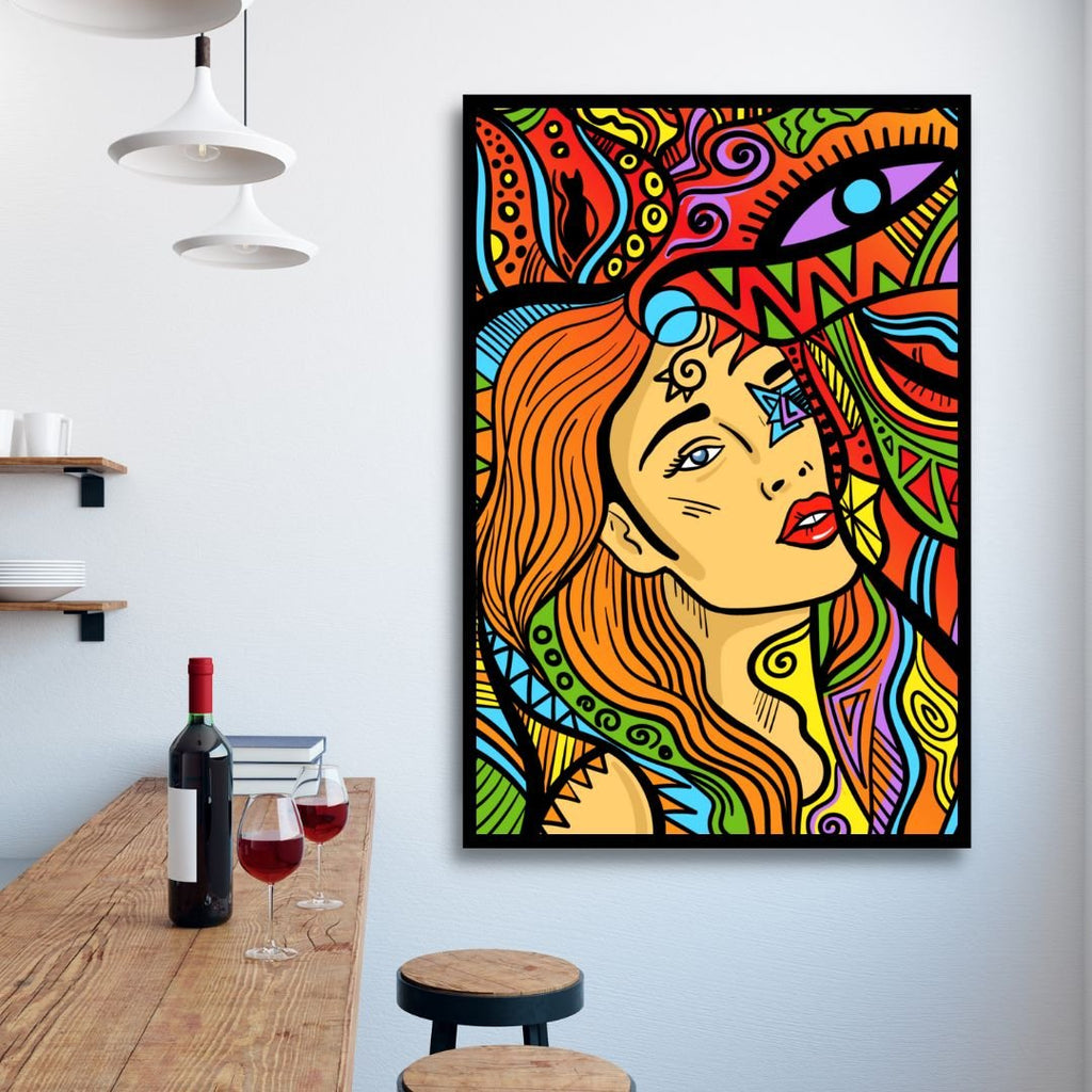 Psychedelic Woman Line Art - Designity Art