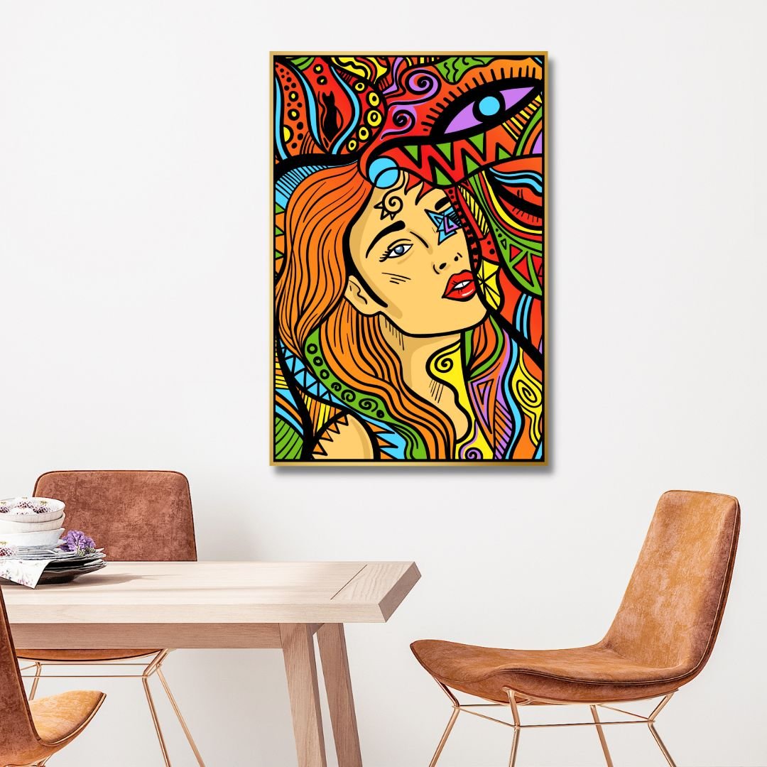 Psychedelic Woman Line Art - Designity Art
