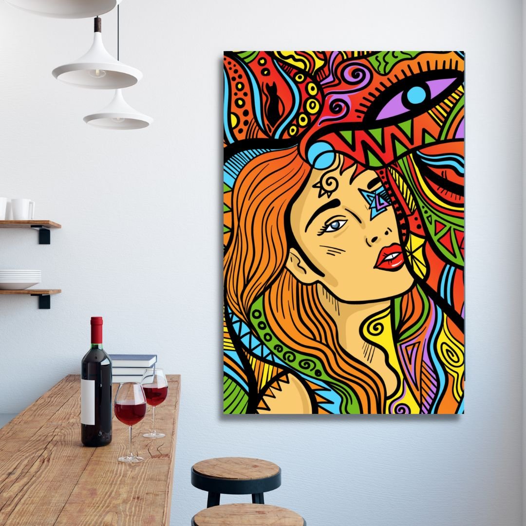 Psychedelic Woman Line Art - Designity Art