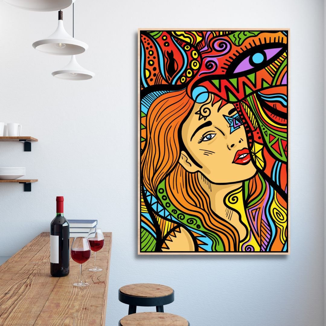 Psychedelic Woman Line Art - Designity Art