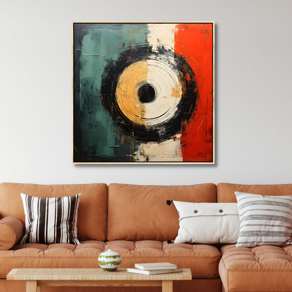 Red, Green and Yellow Geometric Abstract Canvas Wall Art - Designity Art