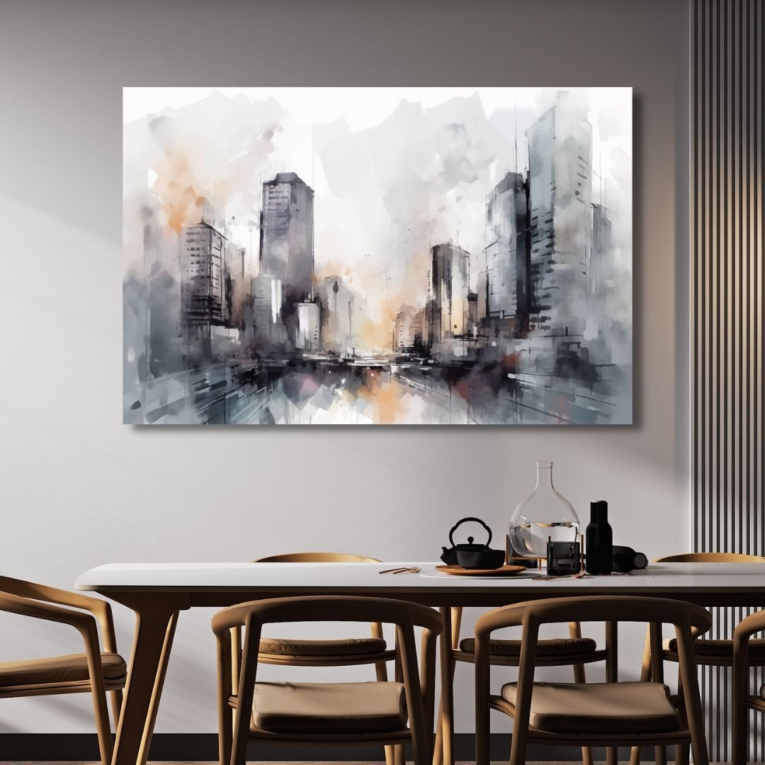 Watercolor Cityscape Abstract Art - Designity Art