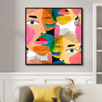 Woman Faces Pop Art Style Canvas Art - Designity Art