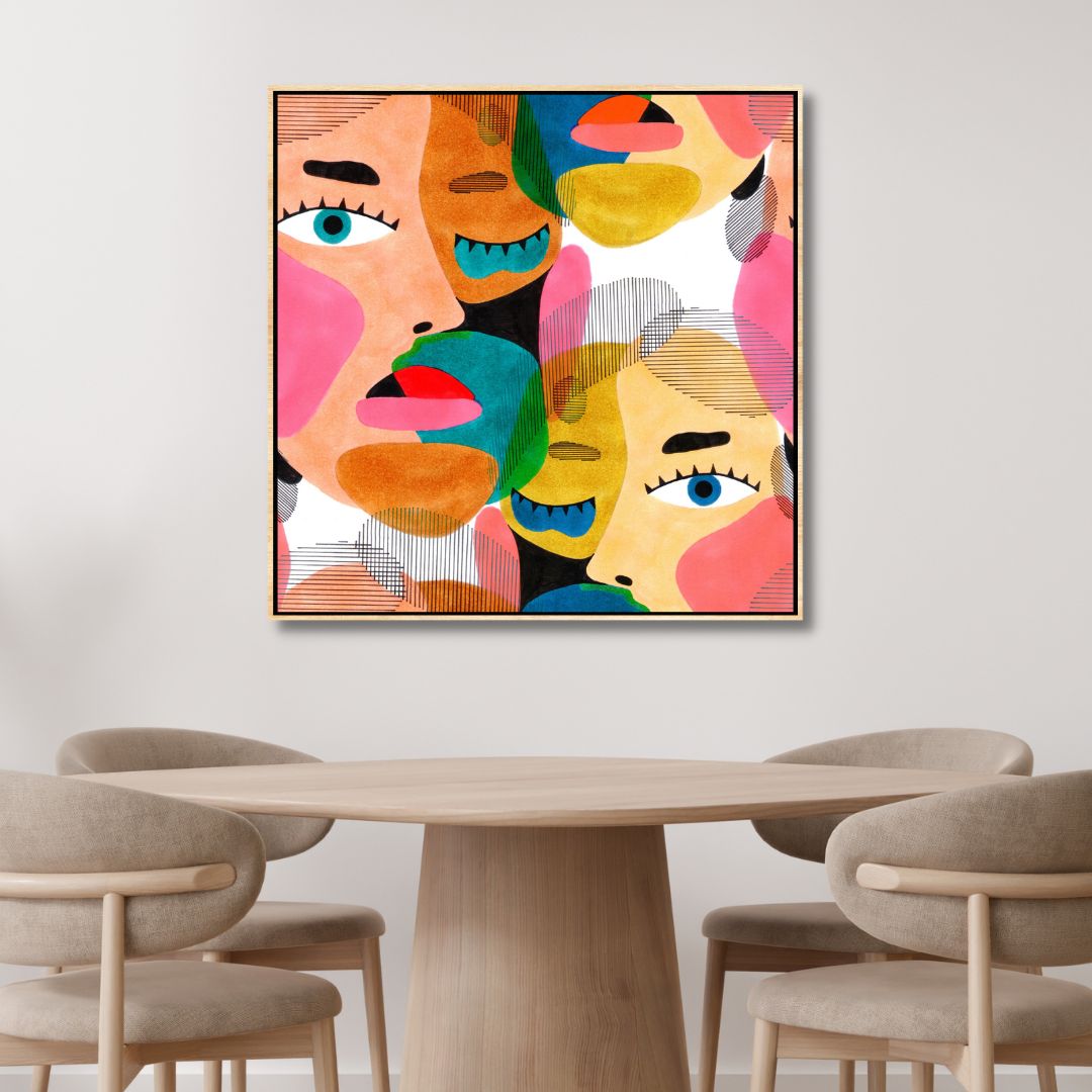 Woman Faces Pop Art Style Canvas Art - Designity Art