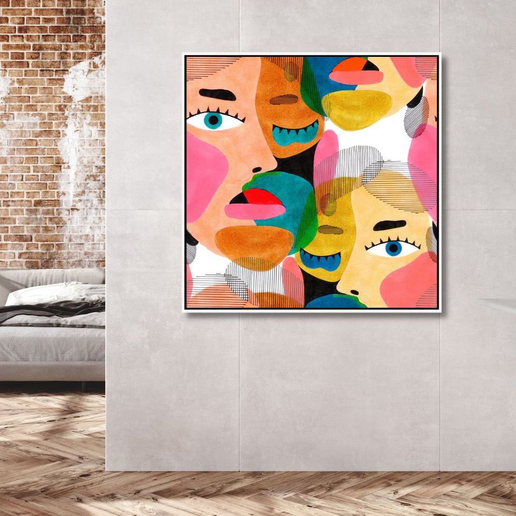 Woman Faces Pop Art Style Canvas Art - Designity Art